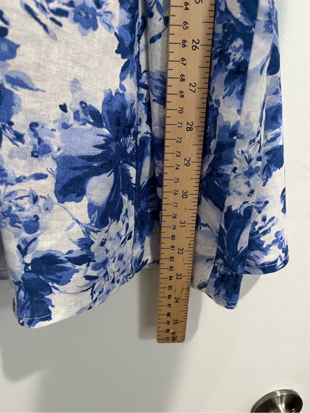 Abercrombie & Fitch Blue Linen Blend Floral Puff-Sleeve Emerson Dress Sz. L - Picture 12 of 14